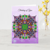 トンボをテーマにしたカラフルマンダラ考えズ・オブ・ユー カード (黄色い花)