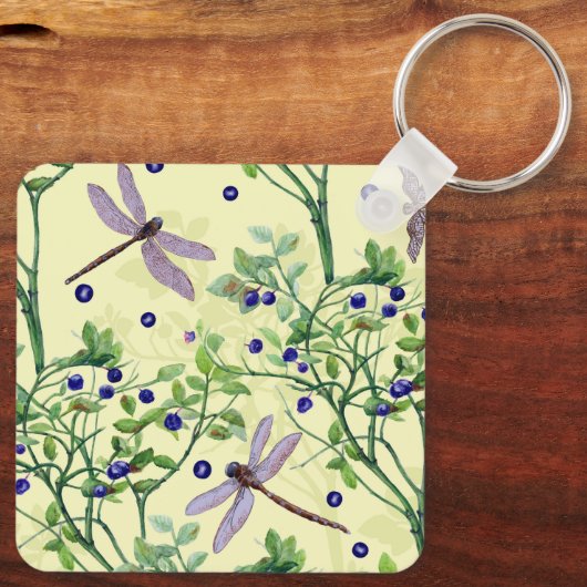 トンボを使ったブルーベリーパターン キーホルダー (裏面)