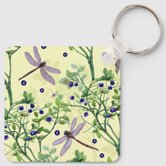 トンボを使ったブルーベリーパターン キーホルダー (裏面)