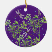 トンボを使ったブルーベリーパターン セラミックオーナメント (正面)