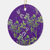トンボを使ったブルーベリーパターン セラミックオーナメント (左)