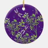 トンボを使ったブルーベリーパターン セラミックオーナメント (裏面)