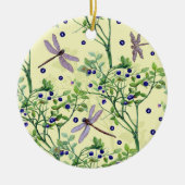 トンボを使ったブルーベリーパターン セラミックオーナメント (正面)