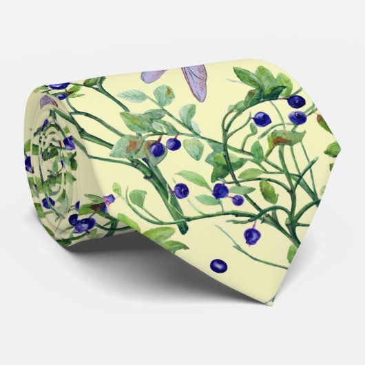 トンボを使ったブルーベリーパターン ネクタイ (ロール)