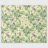 トンボを使ったブルーベリーパターン ラッピングペーパー (フラット)