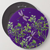トンボを使ったブルーベリーパターン 缶バッジ (正面&裏面)