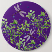 トンボを使ったブルーベリーパターン 缶バッジ (正面)