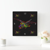 トンボを呼吸する火 スクエア壁時計 (ホーム)