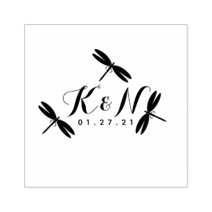 トンボイニシャル結婚ロゴのゴム印 ラバースタンプ