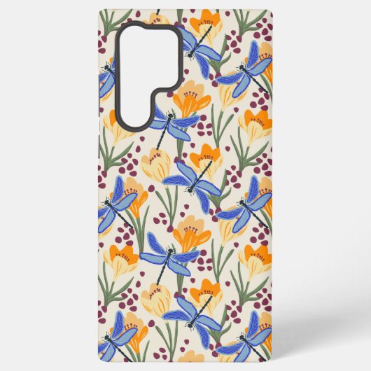 トンボエレガントイ及びクロッカス花柄 SAMSUNG GALAXYケース (裏面)