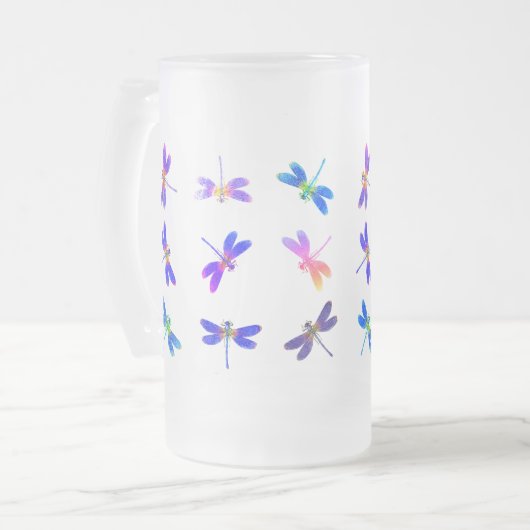 トンボカラフルイすり付きマグカップ フロストグラスビールジョッキ (正面左)