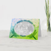 トンボデイジーパーソナライズされた写真誕生日カード カード (正面)