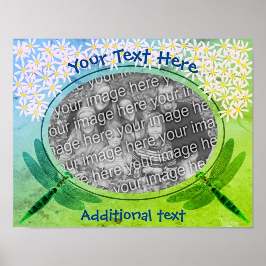 トンボデイジーフォトフレーム自分で作成 ポスター (正面)