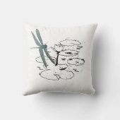 トンボパターン枕青いティール（緑がかった色）の緑 クッション (裏面)