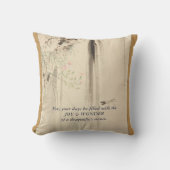 トンボピンクの滝 日本の水彩画 クッション (正面)