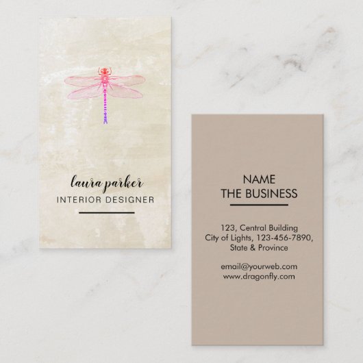 トンボミニマルな創造的なデザイナー自然のヴィンテージ 名刺 (正面/裏面)