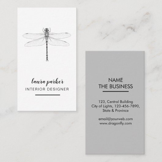 トンボ創造的なデザイナー自然の白のシンプル 名刺 (正面/裏面)