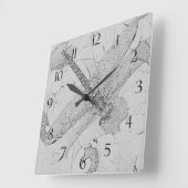 トンボ及びデイジー スクエア壁時計 (傾斜)