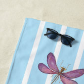 トンボ及びフローラ水彩洗ストライプ浄 ビーチタオル (インサイチュ)