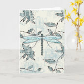 トンボ及び花柄 |グリーティングカード カード (黄色い花)