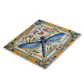 トンボ地中海のイ昆虫イエロー&ブルーフォーク タイル (側面)