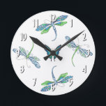 トンボ壁時計 ラウンド壁時計<br><div class="desc">オリジナルデザインサンドラ・ゲールのブルーと違うガお洒落チョウを囲むグリーンの2つのドラゴンフライの時計の中心として。</div>