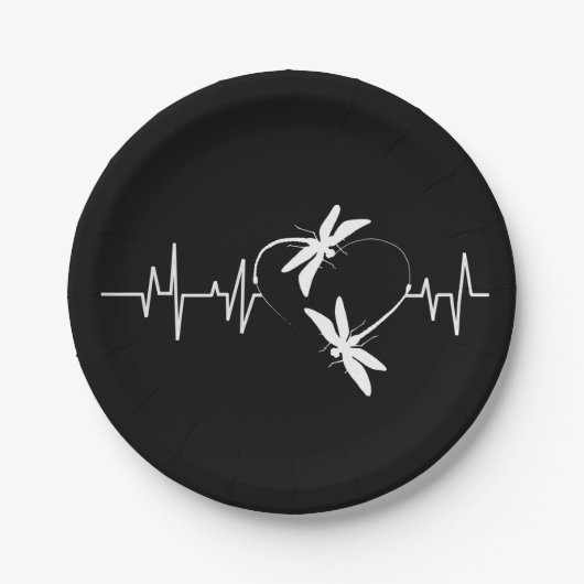 トンボ好きの贈り物|トンボおもしろいの心拍 ペーパープレート (正面)