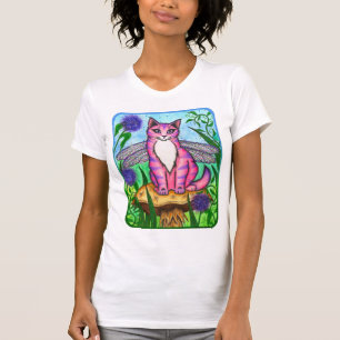 トンボ妖精猫のファンタジーの芸術のワイシャツ Tシャツ