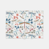 トンボ数々のイ模様 フリースブランケット (正面(横))