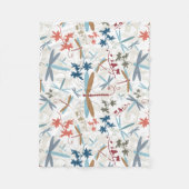 トンボ数々のイ模様 フリースブランケット (正面)