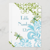 トンボ旋回スクロールモダンフローラテーブル番号 招待状 (正面/裏面)