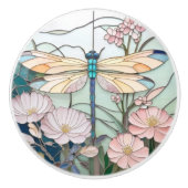 トンボ日本のイのステンドグラスアールデコ新しい セラミックノブ (正面)