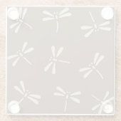 トンボ日本のイ柄、クリームとトープ・タン ガラスコースター (裏面)