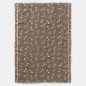 トンボ日本のイ柄、クリームとトープ・タン スローブランケット (正面縦)