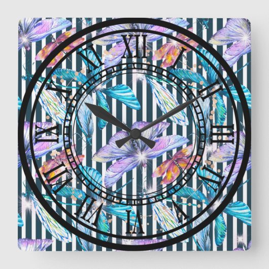 トンボ時計デザインローマ数字 スクエア壁時計 (正面)