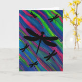 トンボ水色あいさつ空白のつ カード (黄色い花)