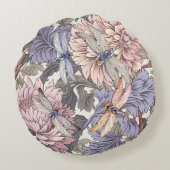 トンボ牡丹ピンクライトパープルフランスのフローラ ラウンドクッション (裏面)
