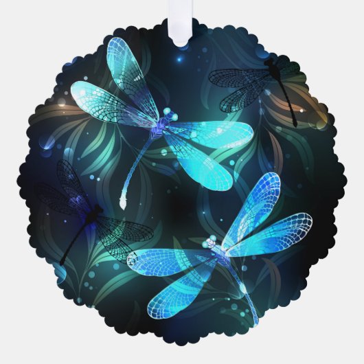 トンボ白熱［赤熱］光を放つイ湖 オーナメントカード (正面)