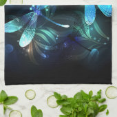 トンボ白熱［赤熱］光を放つイ湖 キッチンタオル (折り畳み)