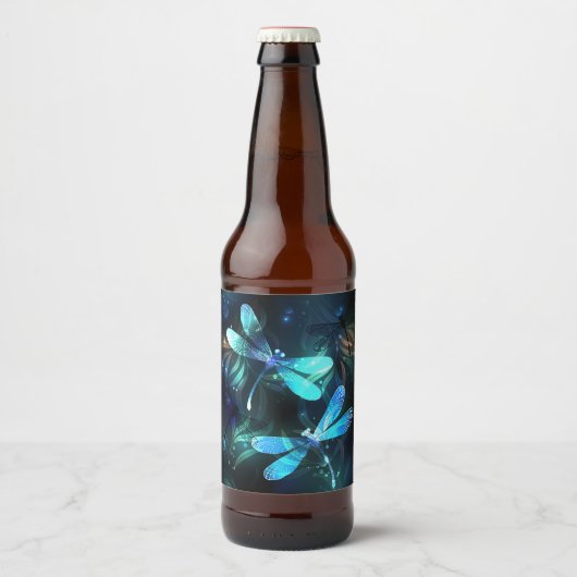 トンボ白熱［赤熱］光を放つイ湖 ビールラベル (正面)