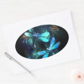トンボ白熱［赤熱］光を放つイ湖 楕円形シール (封筒)