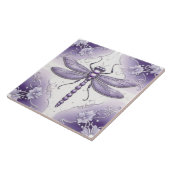 トンボ紫と白のフラワーアート タイル (側面)