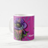 トンボ紫のケシの花 コーヒーマグカップ (正面左)