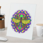 トンボ美しいカラフル華美、 台座サイン (インサイチュ)