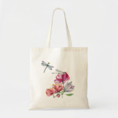 トンボ花ウォーターカラー春夏 トートバッグ (正面)