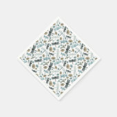 トンボ花ブルースグレーパターン スタンダードカクテルナプキン (角)