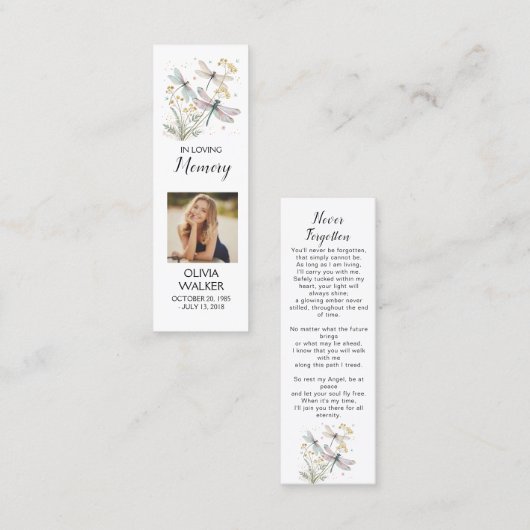 トンボ葬儀しおり、葬儀記念カード スキニー名刺 (正面/裏面)