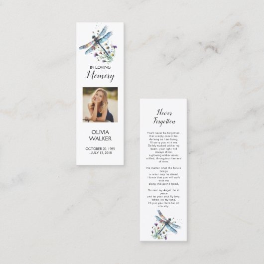 トンボ葬儀しおり、葬儀記念カード スキニー名刺 (正面/裏面)