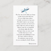 トンボ葬儀記念祈りの言葉フォトカード 名刺 (裏面)