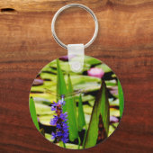 トンボ蓮と紫の花 キーホルダー (正面)